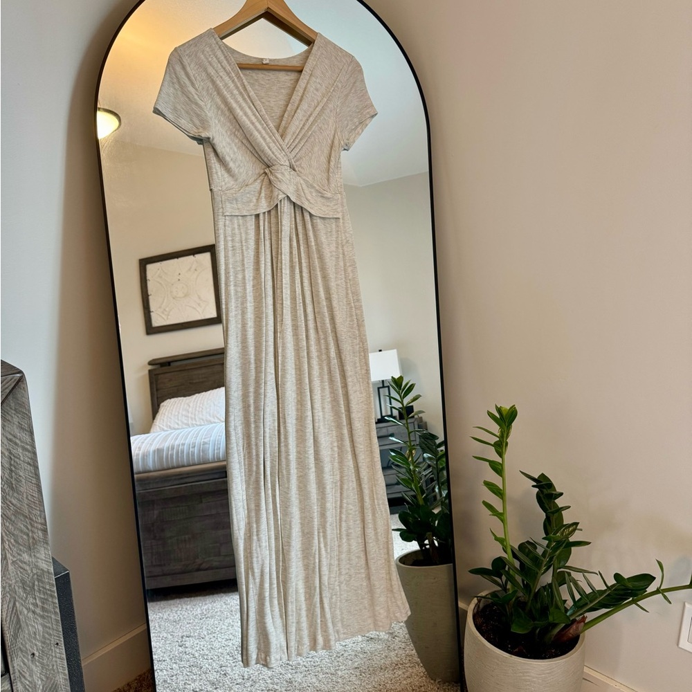 Cream Maxi Dress (maternity/nursing friendly)